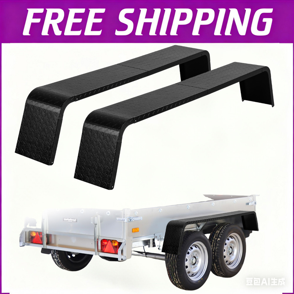 Steel 14 Gauge Diamond Tread Plate Tandem Axle Trailer Fenders - 72" x 10" x 13"
