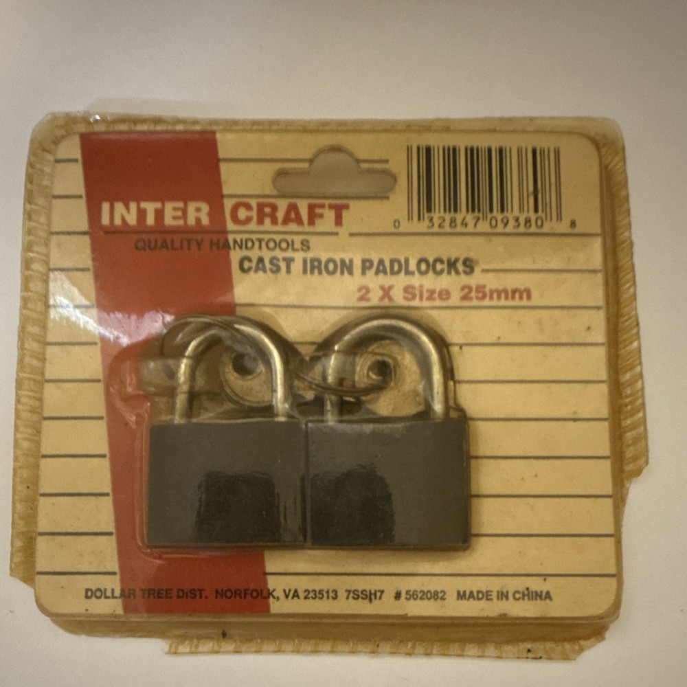 Inter Craft Cast Iron Padlocks 2-Pack 25mm Silver Body with Keys 562082