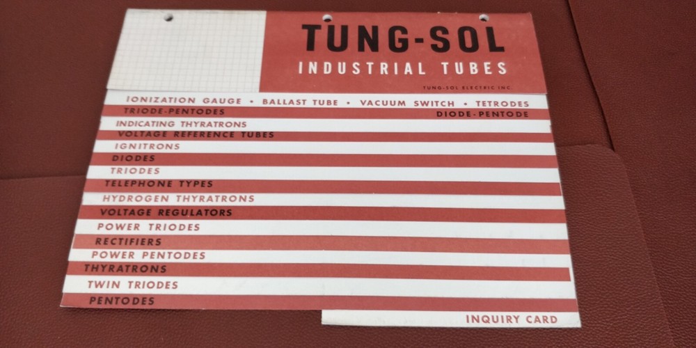 1950's TUNG SOL ~ Catalog ~ INDUSTRIAL TUBES