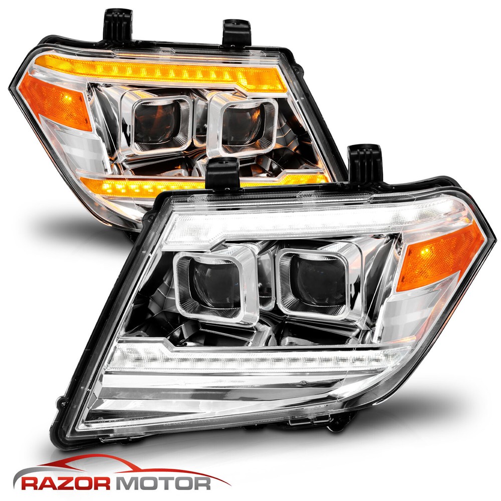 2009-2020 For Frontier LED DRL Switchback Sequential Signal Chrome Headlights