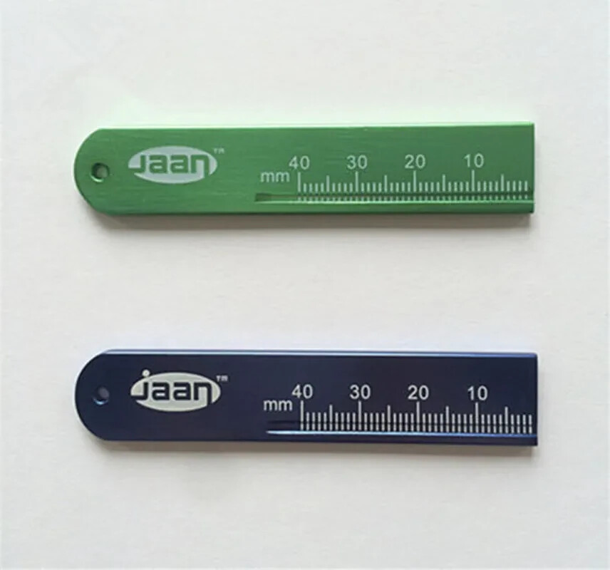 2 Pcs Dental Scale Ruler Tools Measurement Instruments Scale Ruler Blue + Green