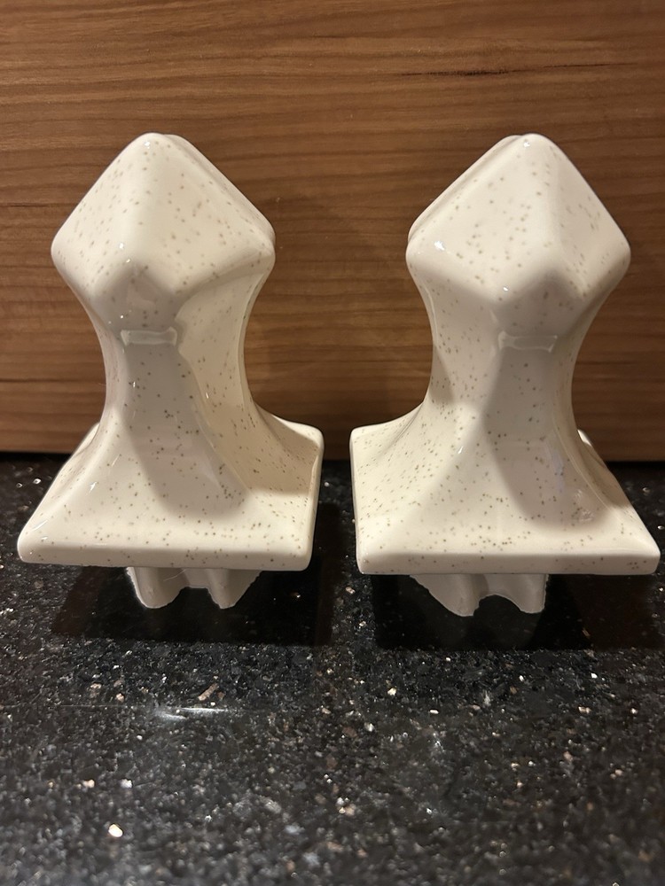 Vtg Ceramic Posts Bar Holders: American Olean Beige Speckled, Model 17 Glossy