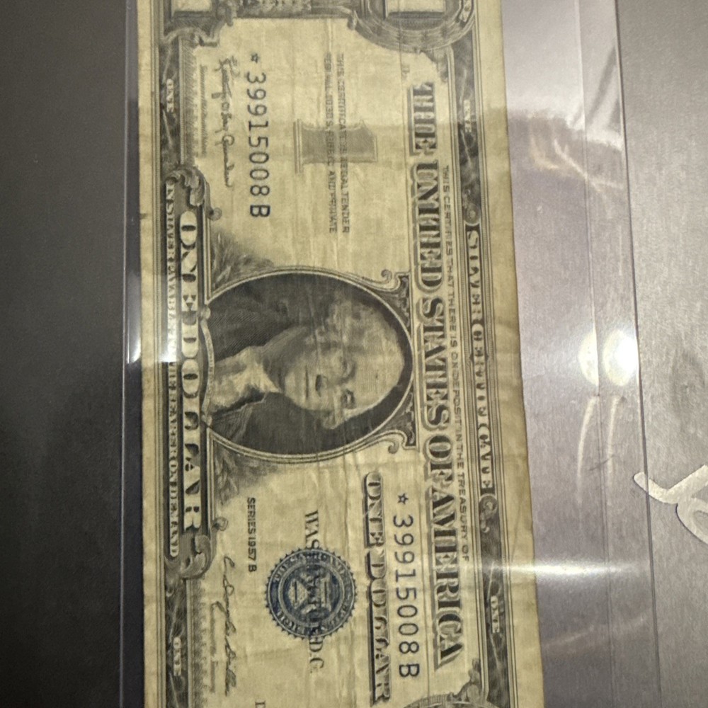 One Dollar 1957B Silver Certificates with Blue Star