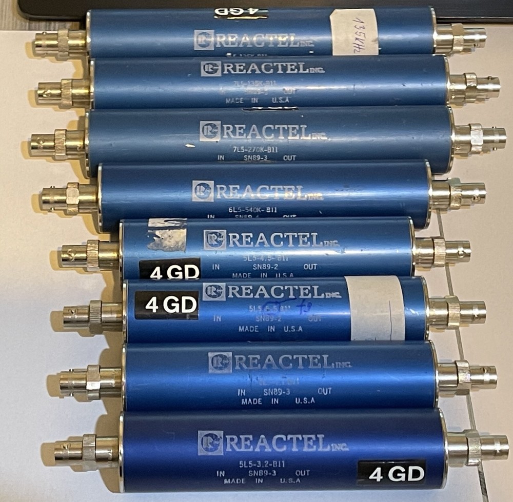 Lot of 8 tubular REACTEL bandpass filter