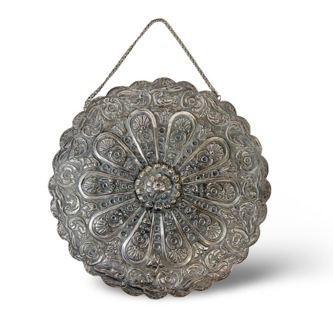 Turkish Repousse 900 Silver wall mirror 10.25"