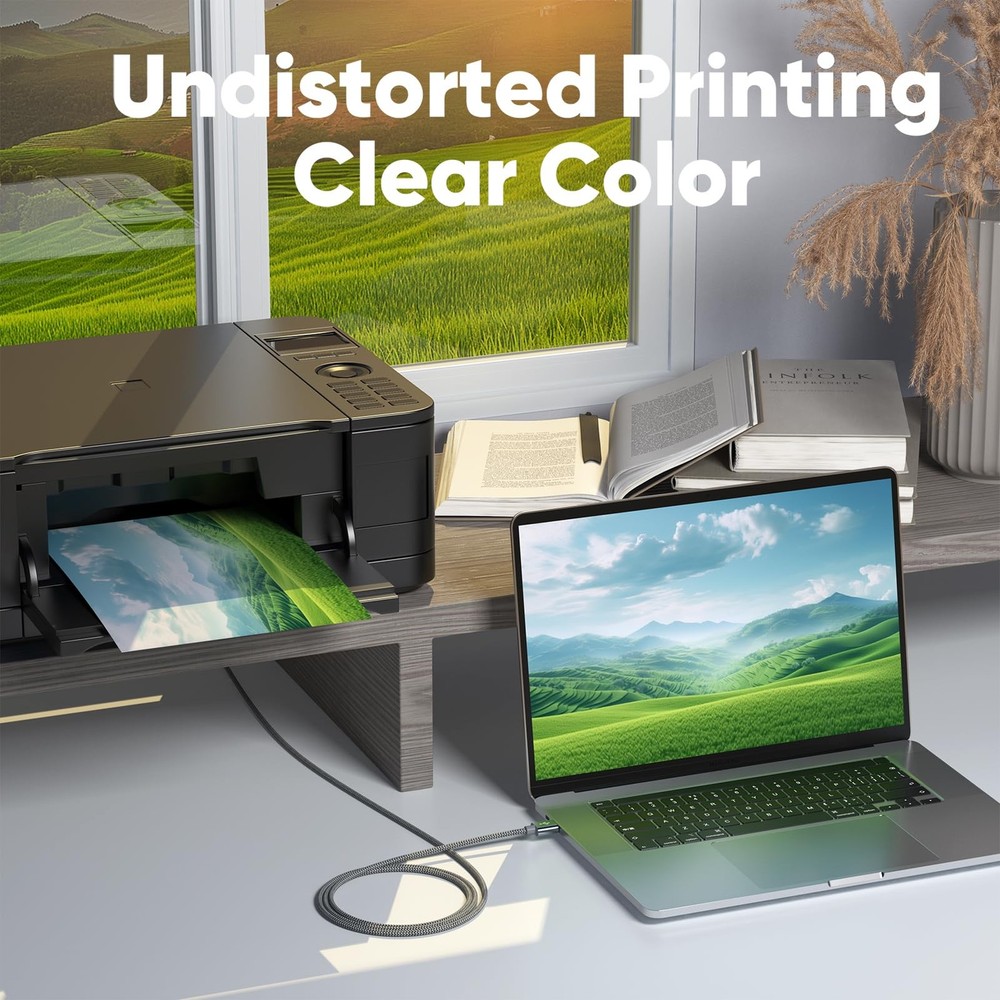 USB Printer Cable 2-Pack, 6 FT USB2.0 Type A-B High Speed 6FT, Grey