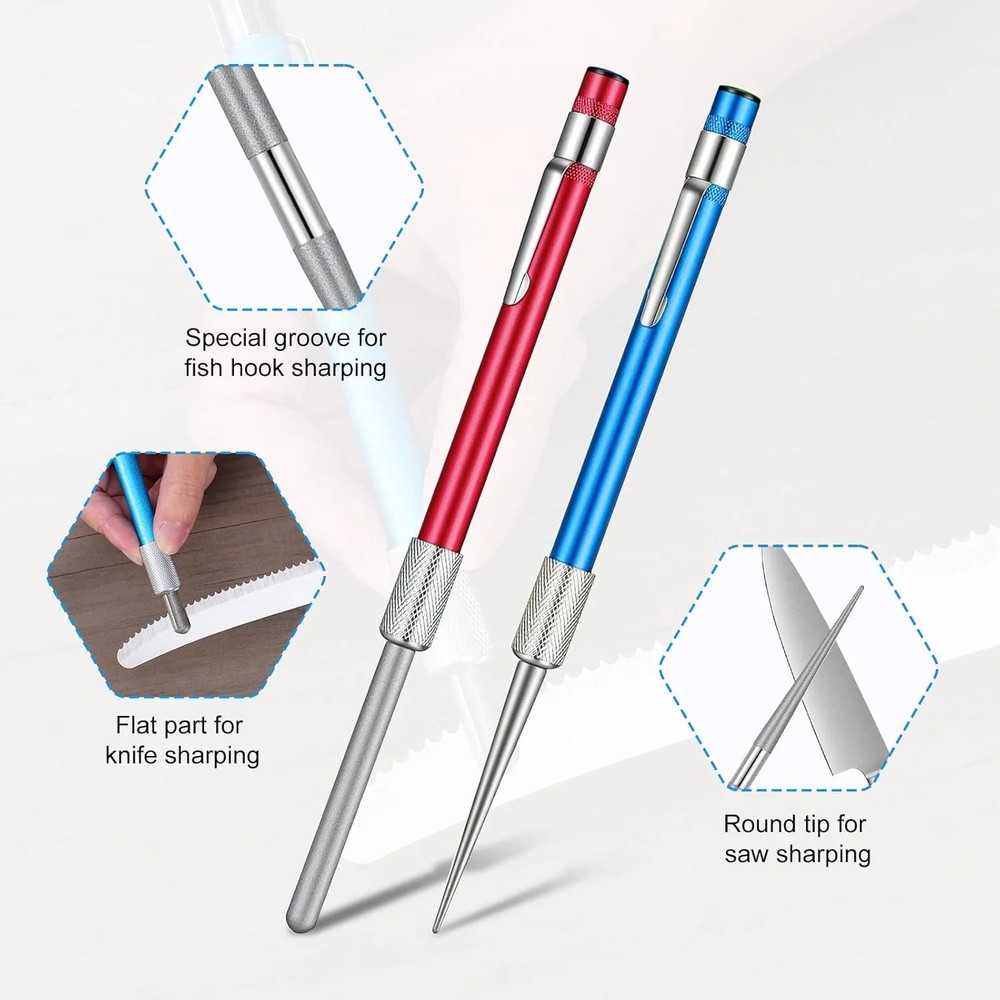 2 PCS Diamond Sharpening Rod, Pocket Knife Sharpener Rod Retractable Knife Sharp