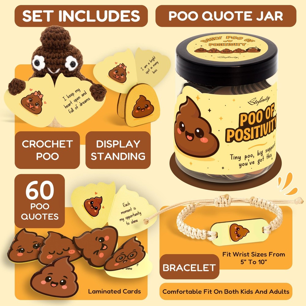 Stofinity Positivity Poo Crochet Affirmation Jar - + Crochet,