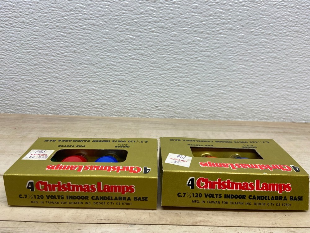 Vtg Multy Colored 2 Pack Christmas Lights Replacement Bulbs 4Pc Each # C 7.5
