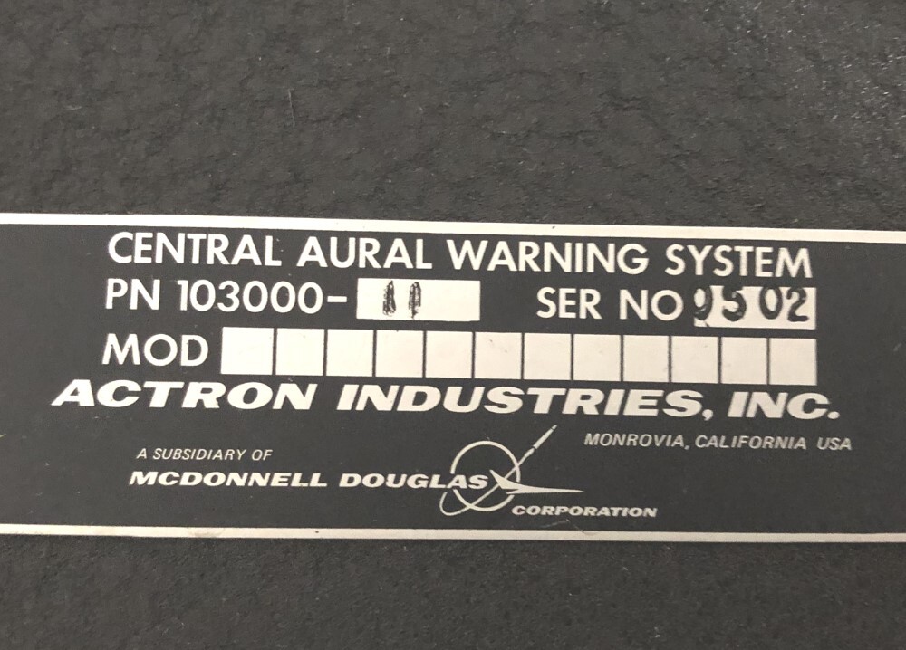 Actron Aircraft Central Aural Warning System Unit 103000-11