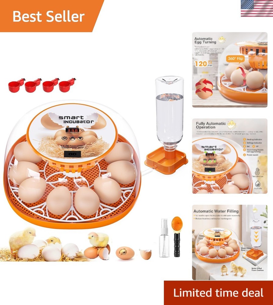 Compact 12 Egg Incubator - Automatic Egg Turning & Heated Stable Environment