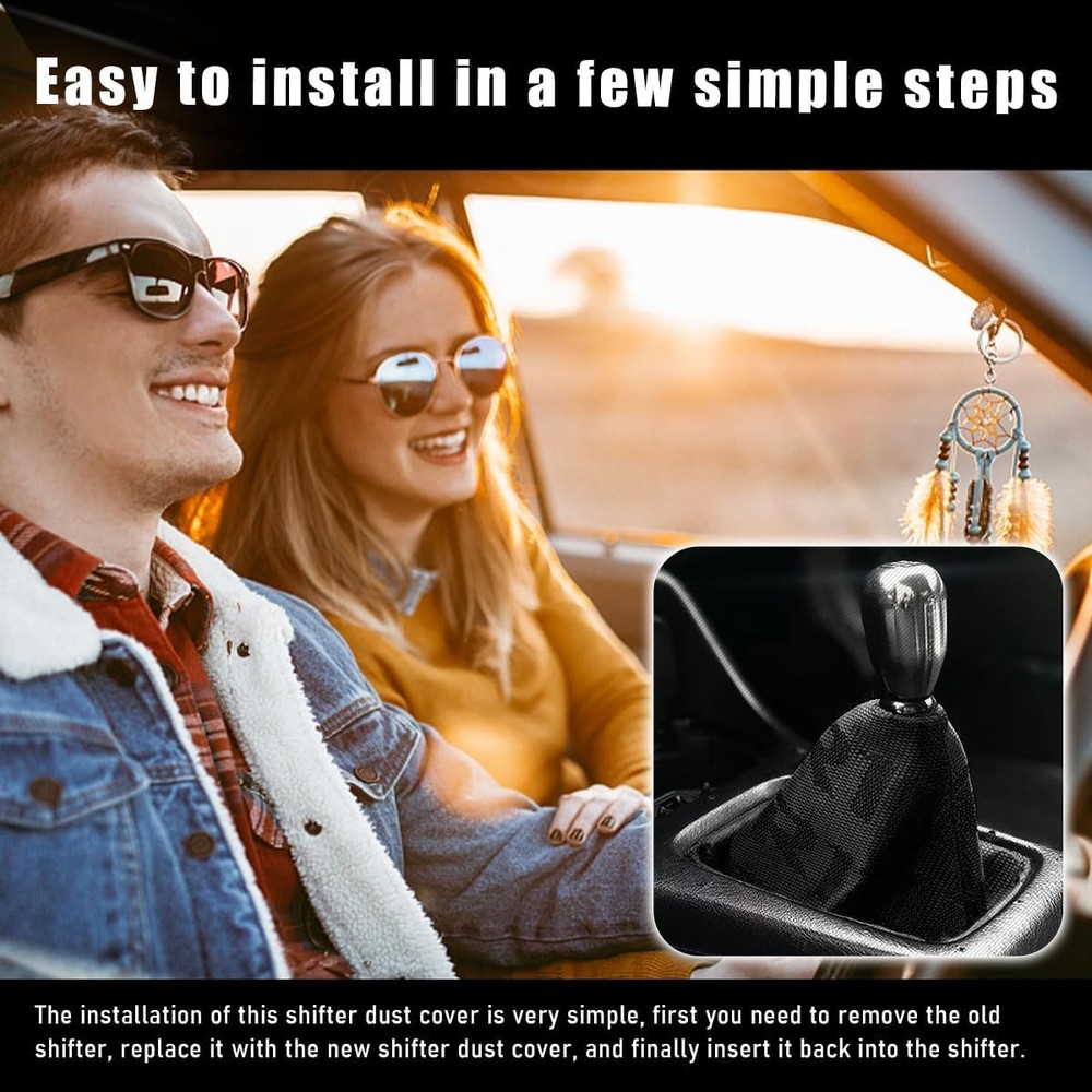 Car Shift Boot Cover, Waterproof Canvas Fabric Manual Automatic Shift Black