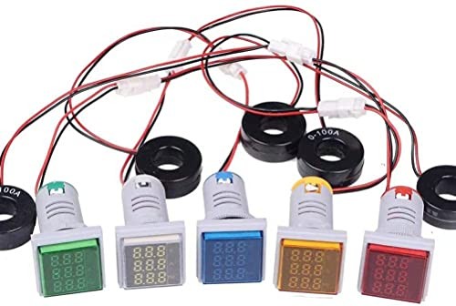 with Three-Digit Display AC Current, Voltage, Frequency Indicator, 22mm Green