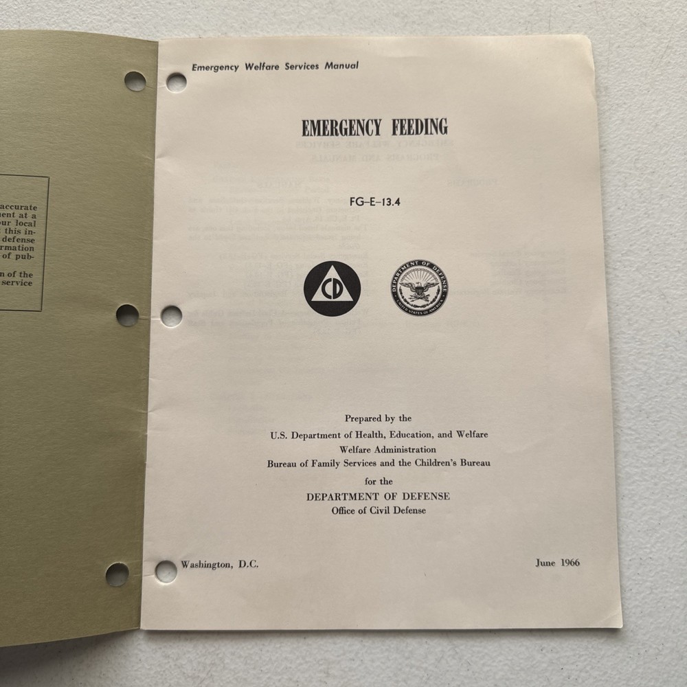 Emergency Feeding, Emergency Welfare Services Manual June 1966