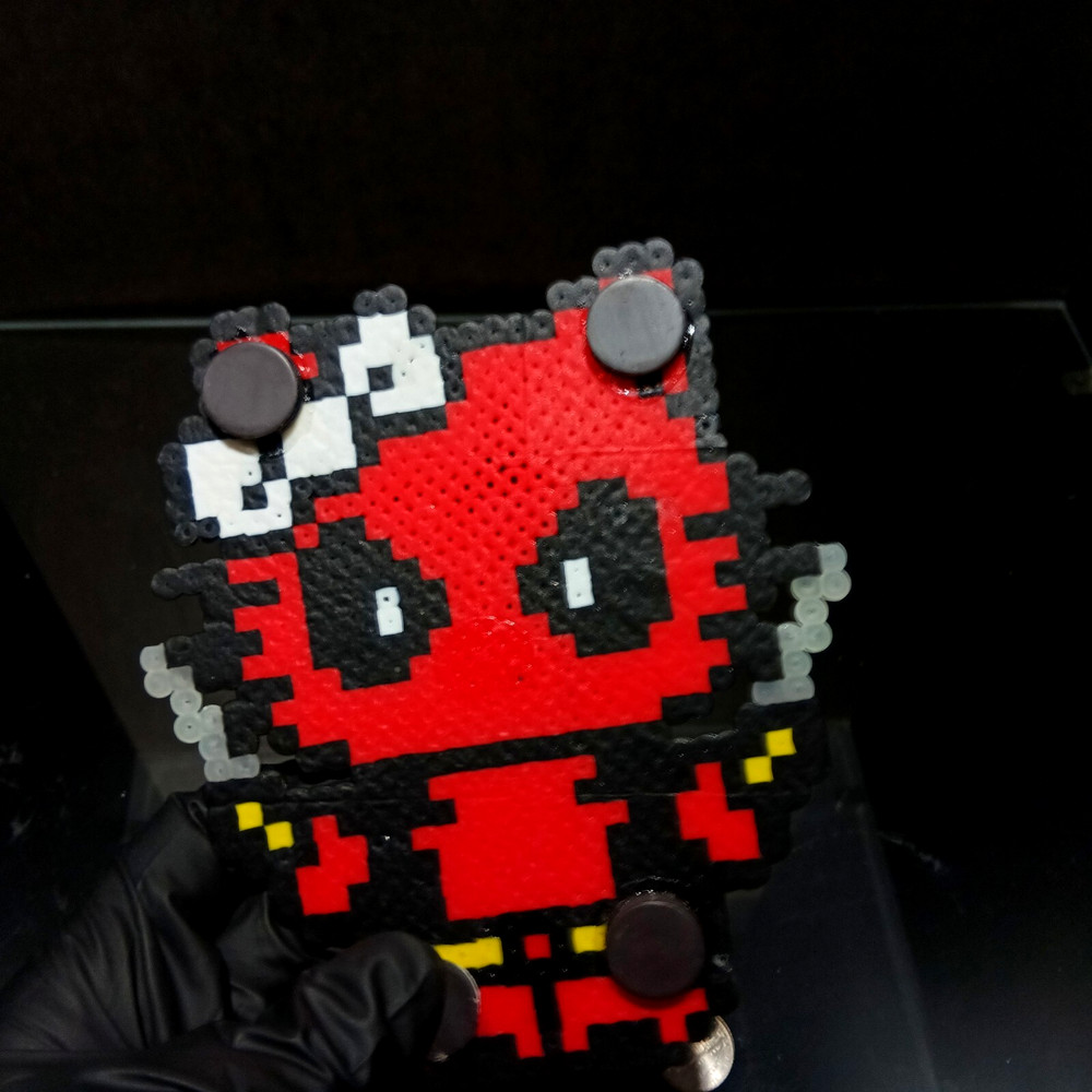 Hello Kitty, Deadpool Perler Bead Art Magnetic Custom Handmade