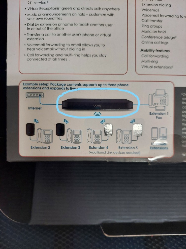Ooma Office VOIP System Base Station ONLY, No Ooma Linx