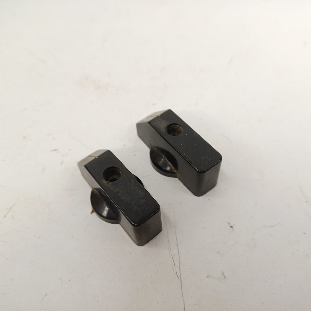 2 Vintage Black Striped Bakelite Pointer Knobs