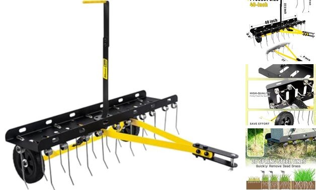 40 Inch Tow Behind Dethatcher, Pull Behind Lawn Dethatcher with 20 40-inch