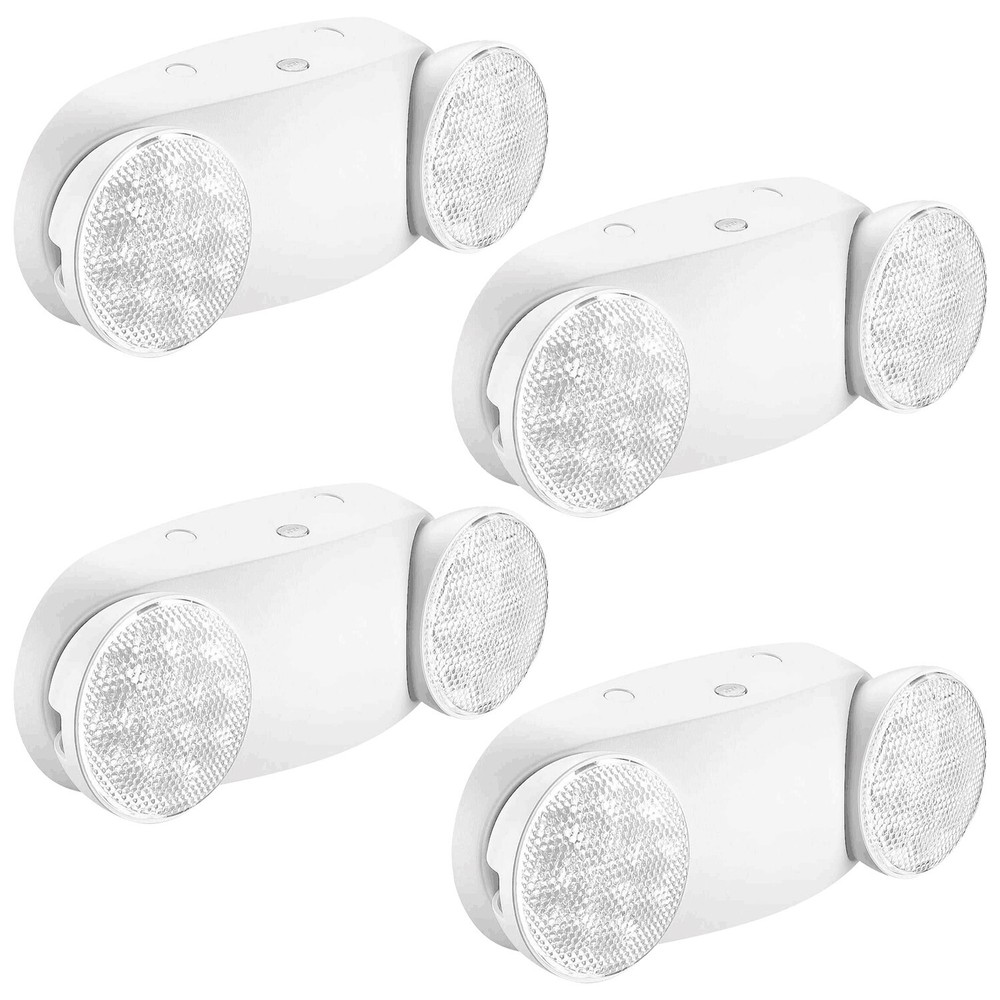 4 pack LED Emergency Light White, Exit Sign Light Adjustable Dual Head Battery