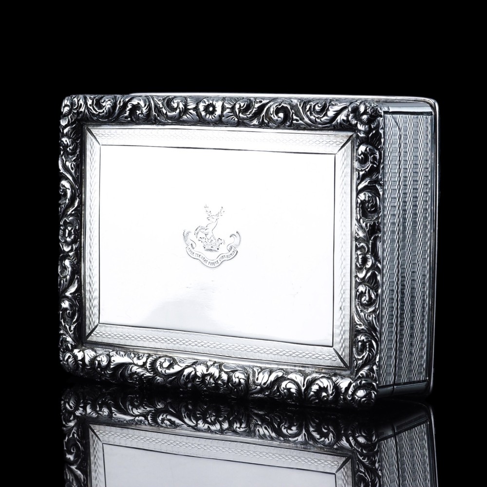 Antique Georgian Solid Silver Large Table Snuff Box - Joseph Willmore 1832