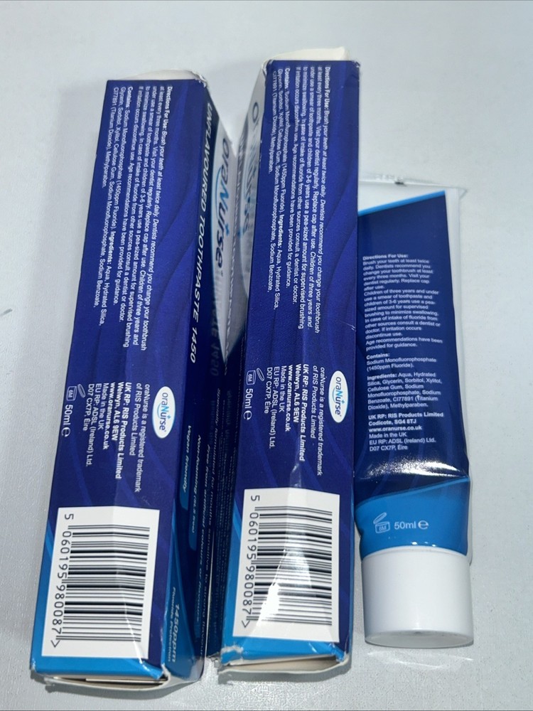 3 Sealed Ora Nurse Unflavored Toothpaste Vegan Missing One Box