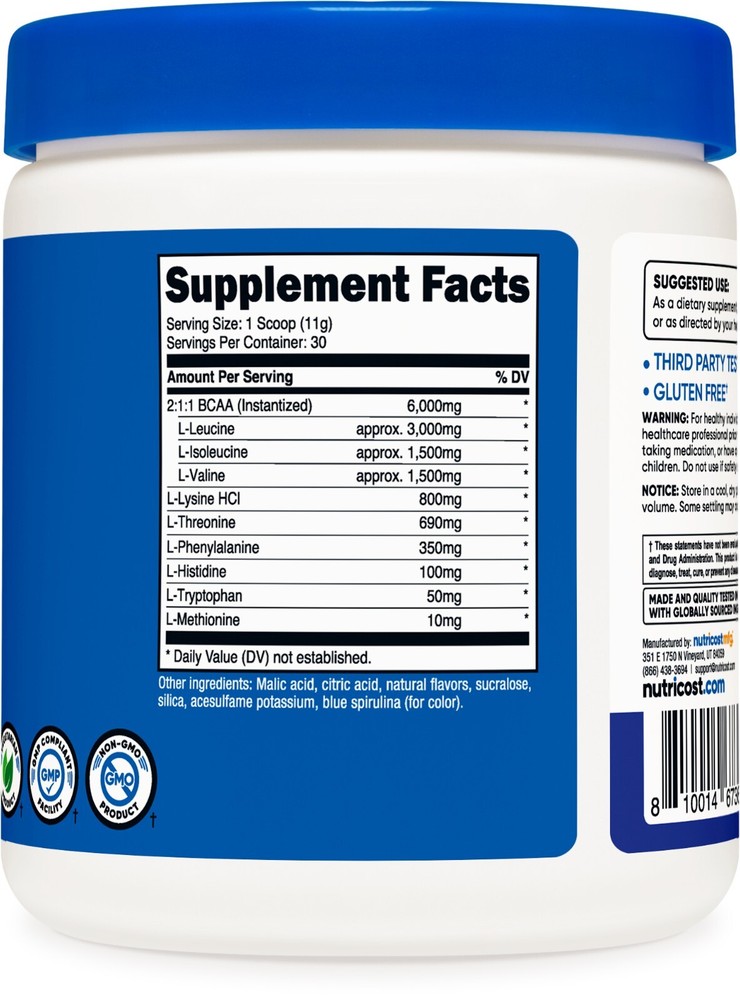 Nutricost EAA Powder 30 Servings (Blue Raspberry) - Essential Amino Acids