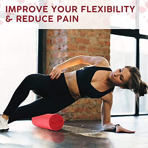 18" Soft-Density Round Foam Roller for Balance Strengthening Flexibility, Red