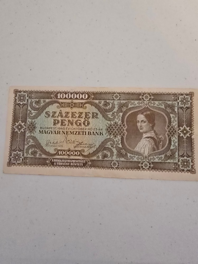 Hungarian 100,000 pengő banknote