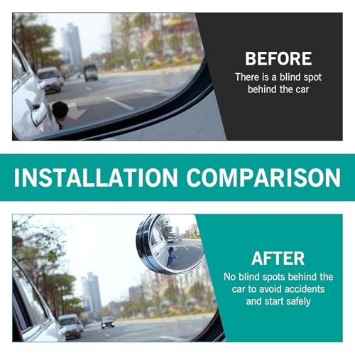 2 PCS Blind Spot Small Round Mirror, 360 Degree Free Adjustable Ultra High