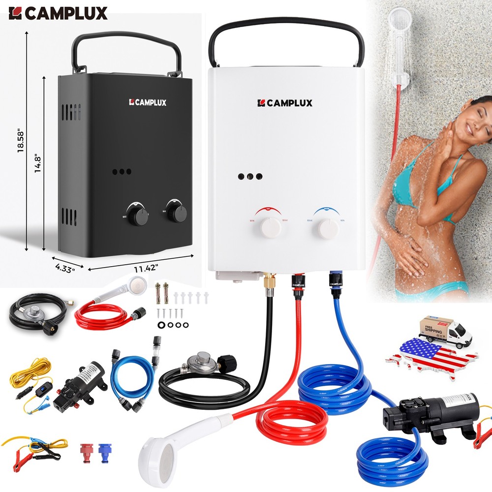 CAMPLUX Portable Propane Water Heater 5L Instant Hot Water for Camping Cabin RV