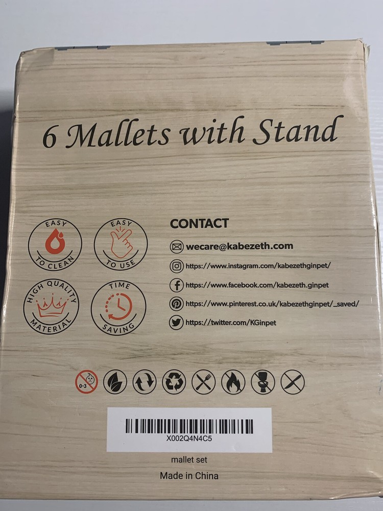 Kabezeth 6 Mallets. Solid Beechwood Hammers For Cracking Shellfish & Lobster