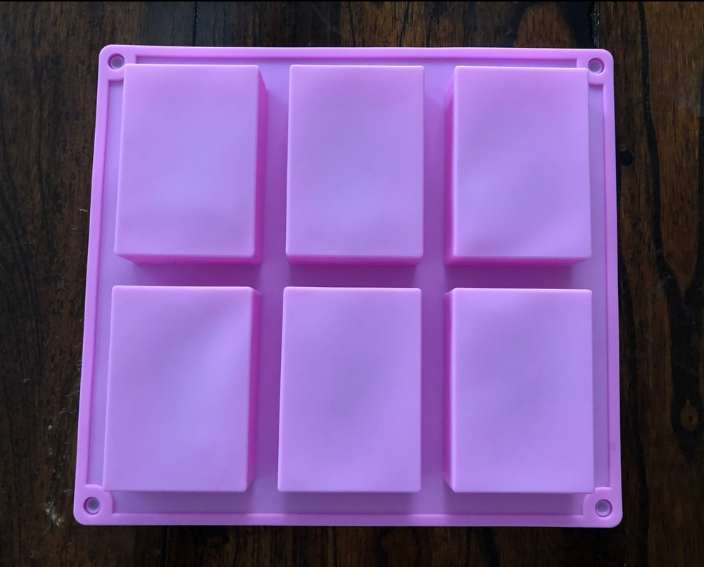 6-Cavity Rectangular Soap Mold Ice Cube Tray Silicone DIY Cake Baking Mould Tool