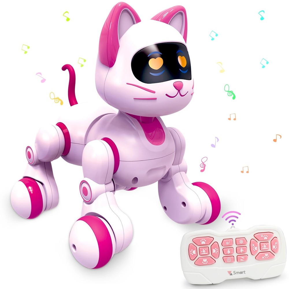 Remote Control Robot Cat Toy - RC Robotic Cat for Kids, Interactive Programma...