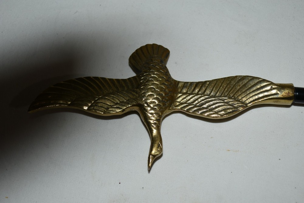 Unique 10 3/4" brass goose flying BOOT Strap puller EUC