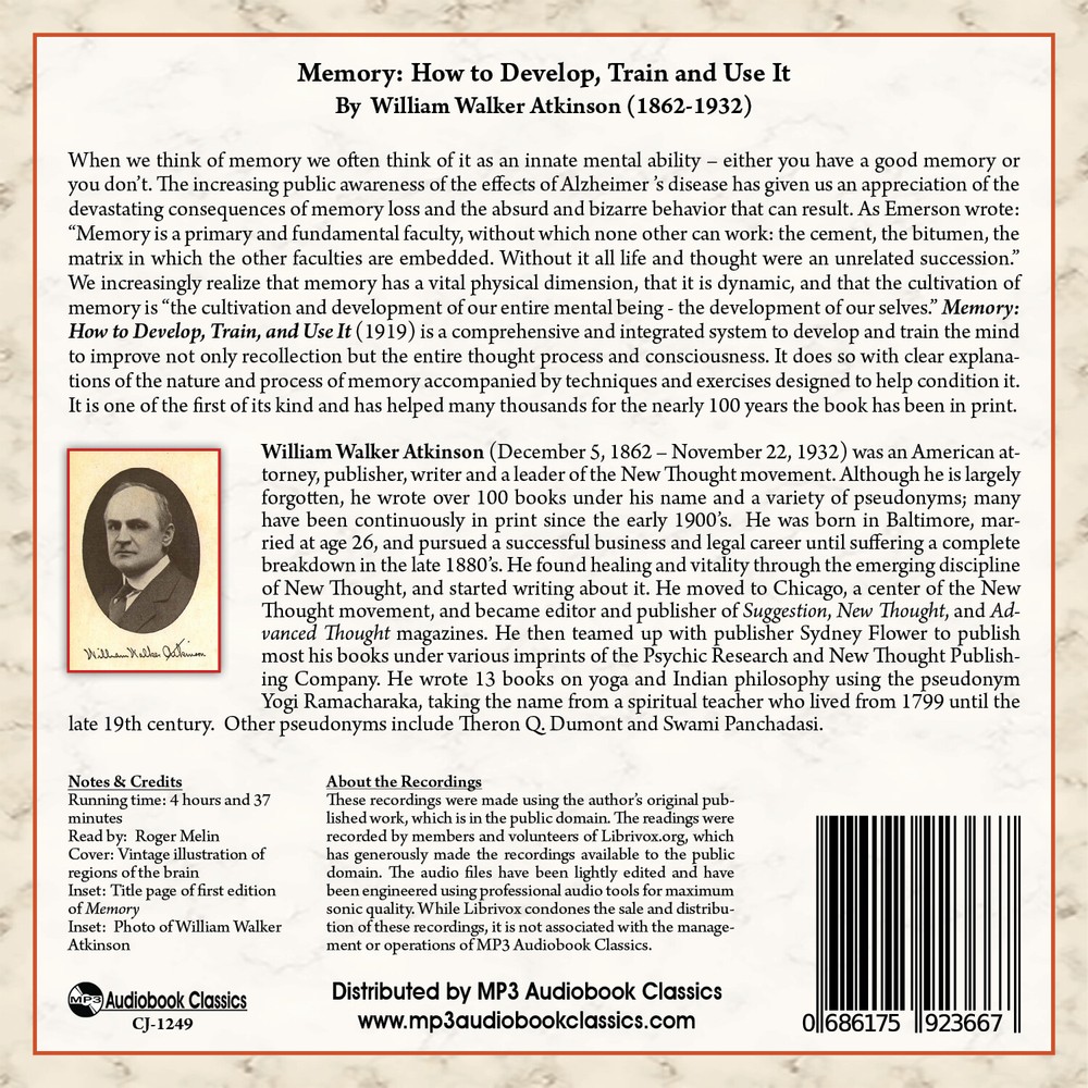 Memory: How to Develop, Train and Use It - MP3 CD Audiobook in CD jacket