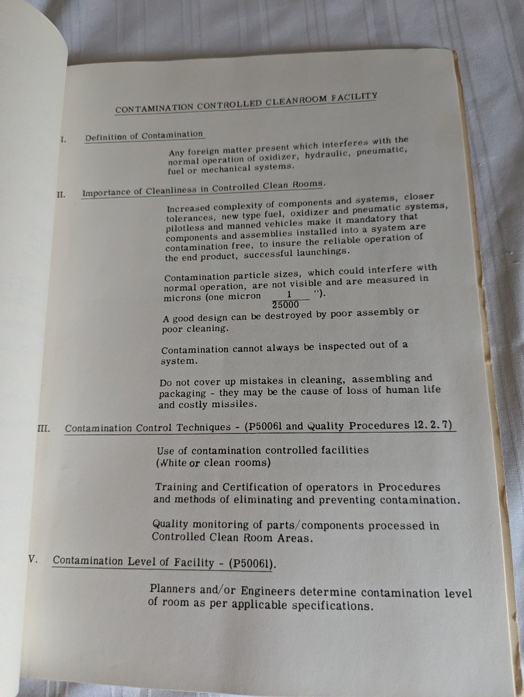 Martin Company Gemini Program Contamination Control booklet