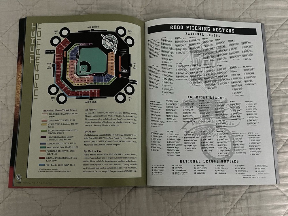 Florida Marlins Program August 2000 The Miami Pound Machine- Lowell/Lee/Floyd