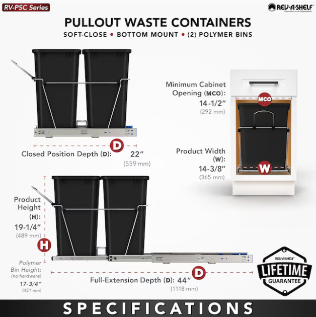 Chrome Soft Close Pull-out Pull-out trash can