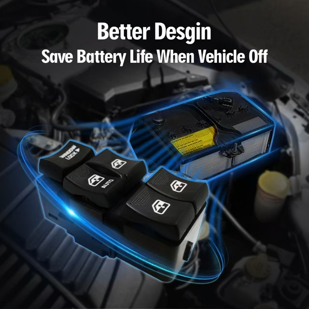 Front Left Power Window Switch For 2000-2002 GMC Sierra 2500 Black 3 Button