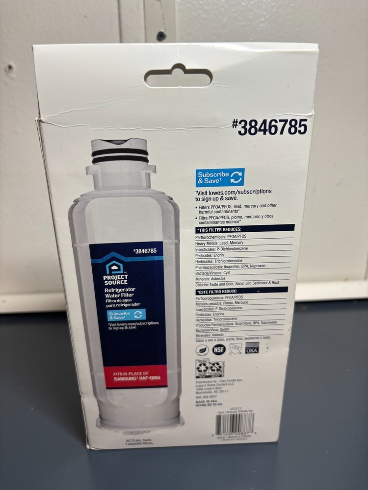 Project Source Samsung HAF-QINS 3846785 Refrigerator Water Filter 2 Pack
