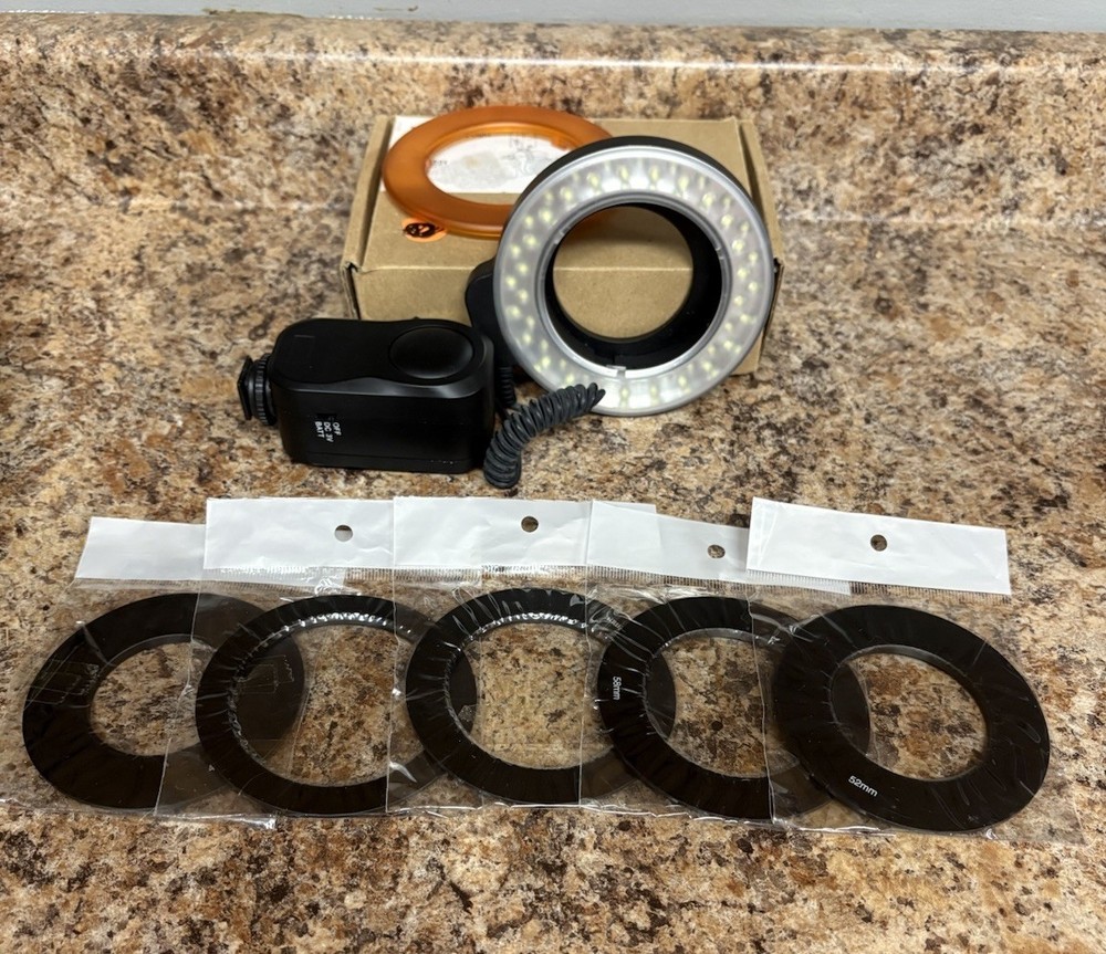 Chrome Macro Led Ring Light With 5 Adapter Rings