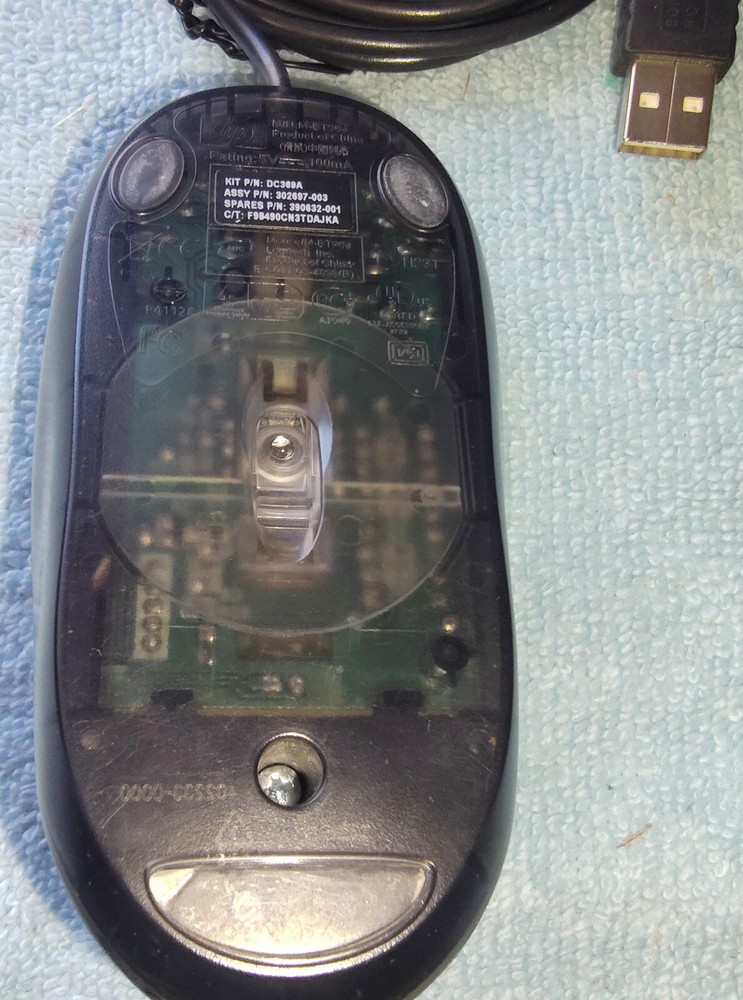 Logitech HP Black 3-Button USB Optical LED Scroll Wheel Mouse M-BT96a 501667