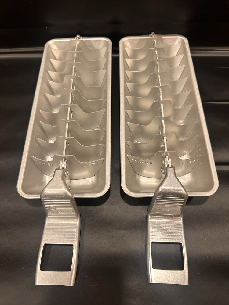 2 Vintage Whirlpool RCA Aluminum 20 Cube Quick Release Ice Cube Trays
