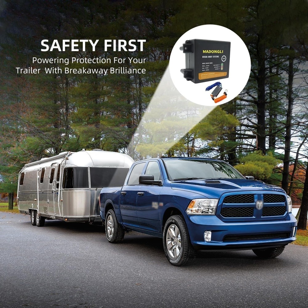 Trailer Electric Break Away Brake Kit 12V Battery Charger Breakaway