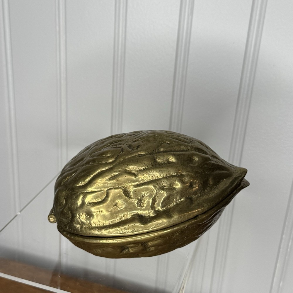 Vintage Heavy Solid Brass Walnut Shaped Nutcracker Nut Cracker