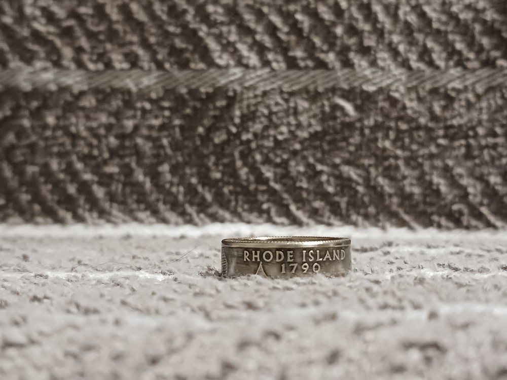 Rhode Island Handcrafted Washington Quarters coin ring, size 7 2001
