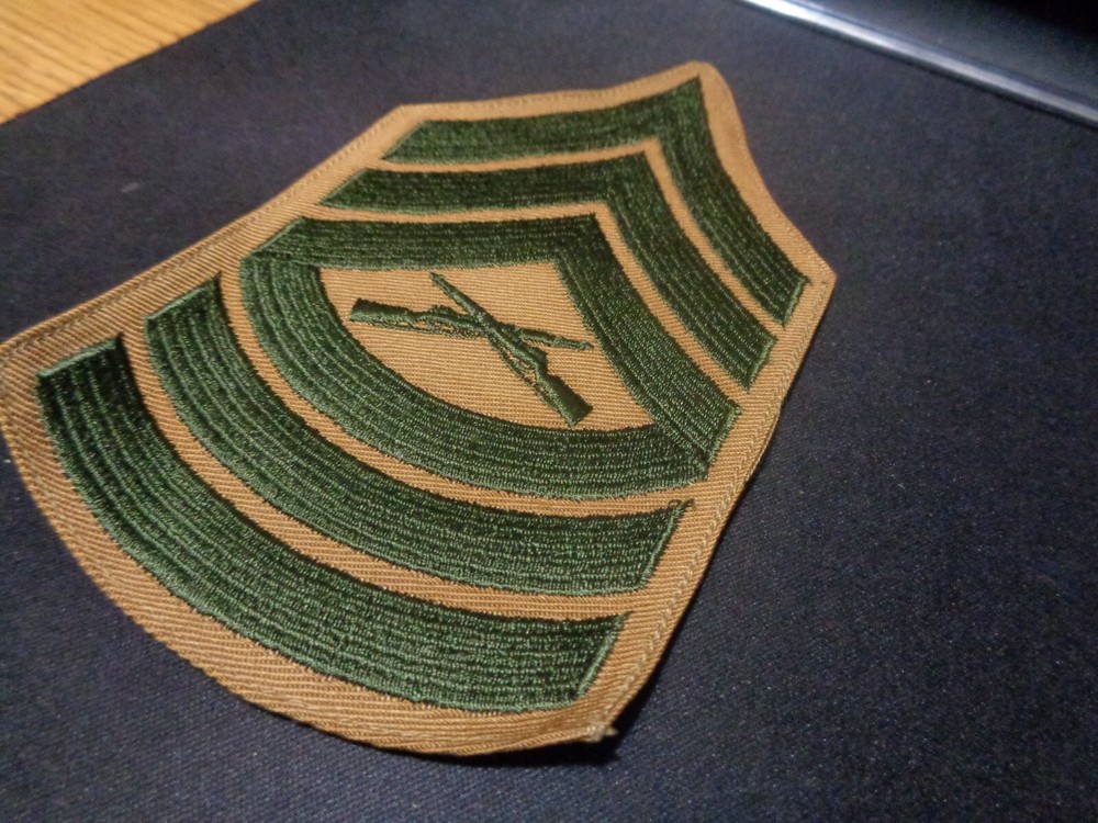 USMC Master Sergeant MSgt Marines E8 Chevron PATCH green/tan for Khaki shirt
