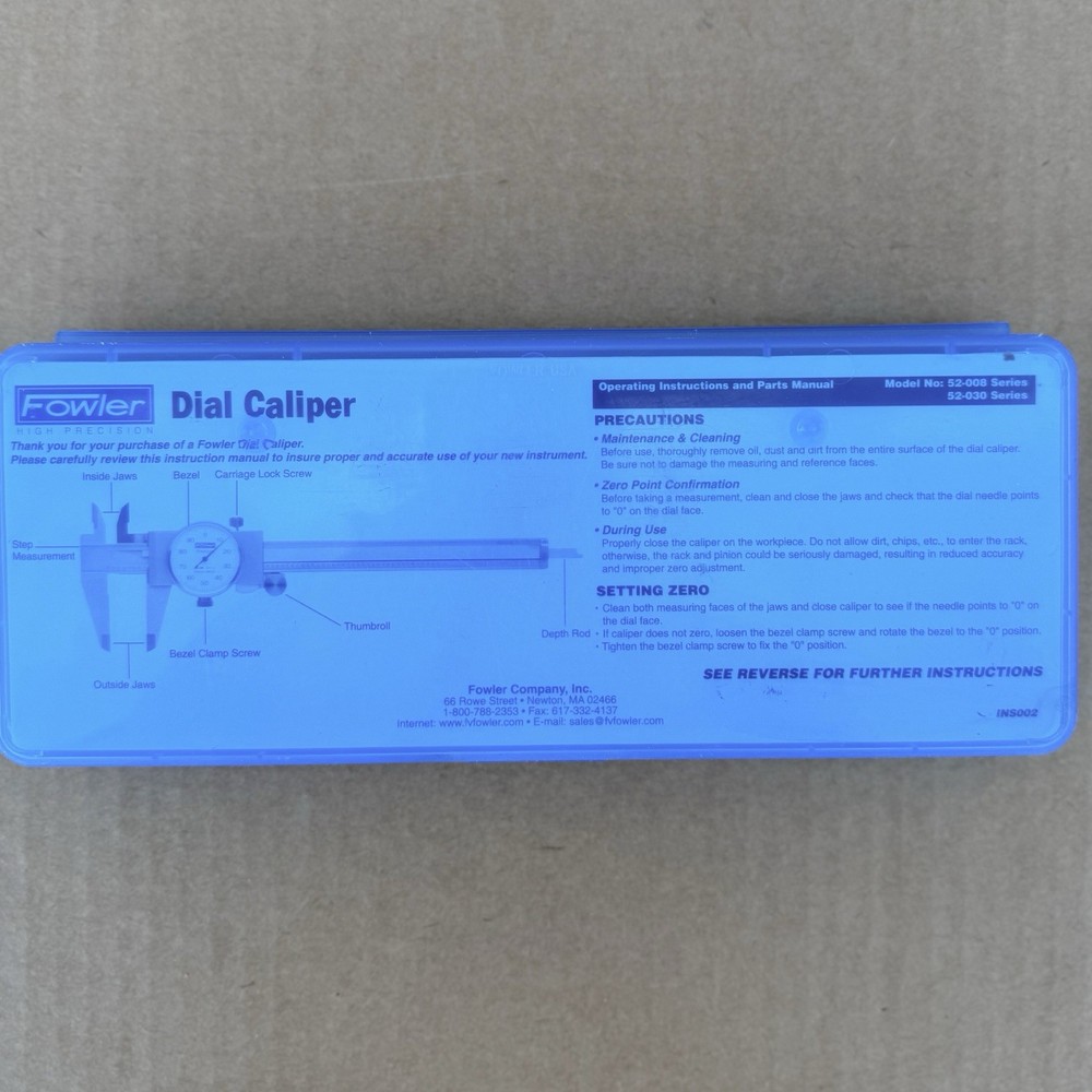 Fowler 52-008-007-0 Dial Caliper 0-6" Range .001" Resolution Used