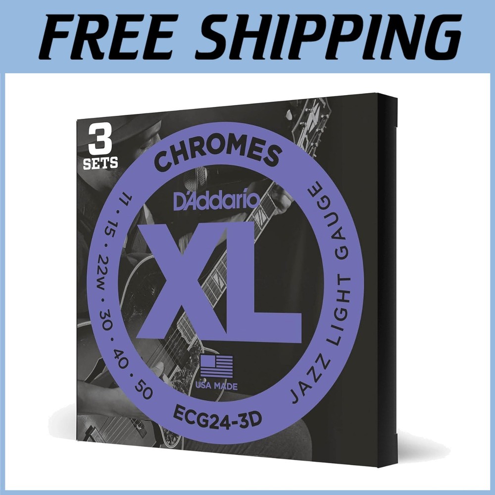 D'Addario Chromes Flat Wound Jazz Light Strings-
