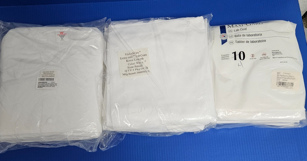 White Lab Coats, Small and XL only